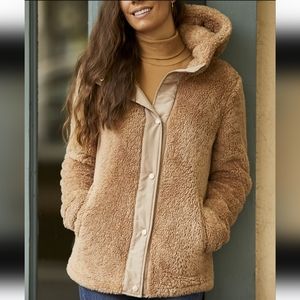 Steve Madden Camel Teddy Snap-Up Fleece Jacket, Size 2X